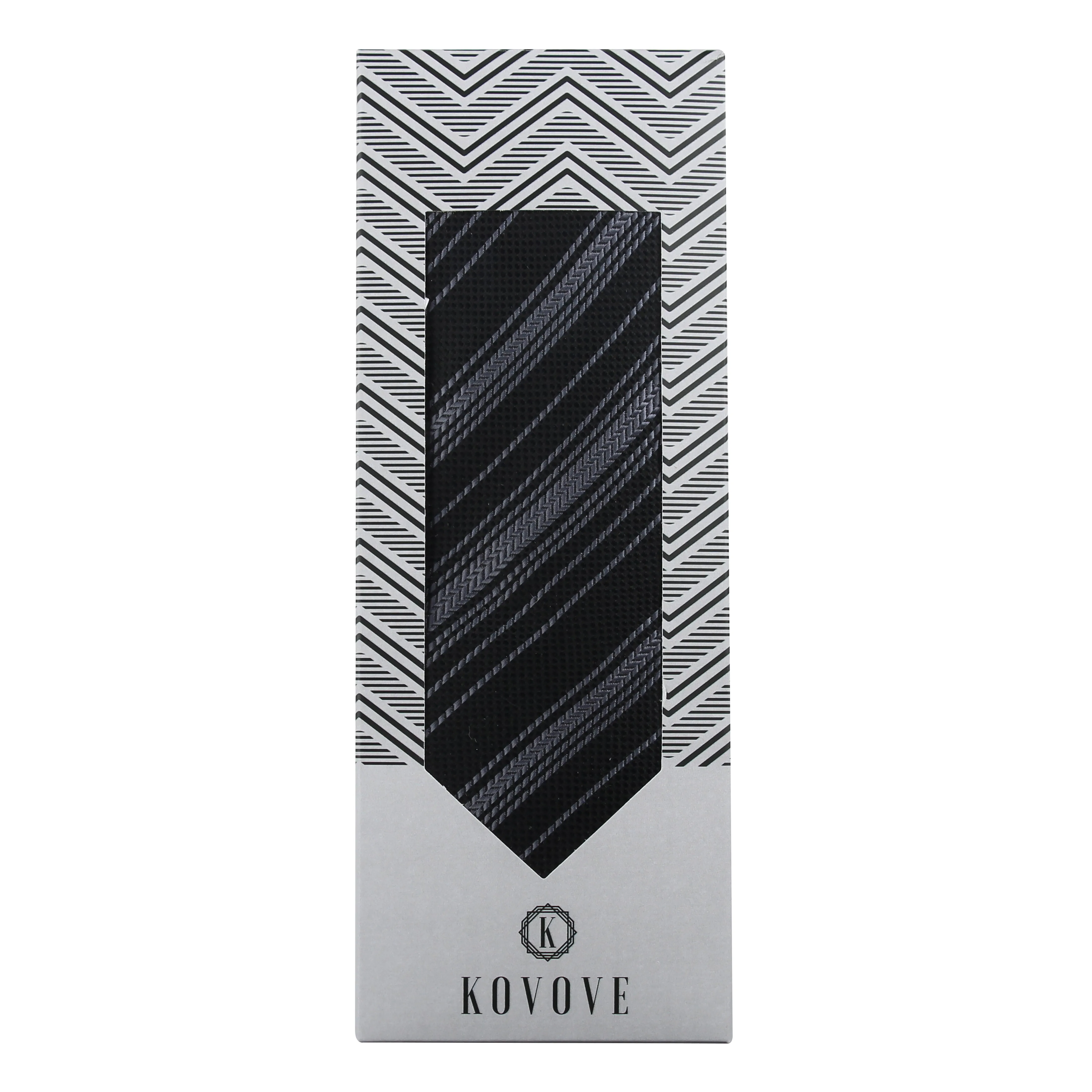 Kovove The Trend Setter Striped  Black Necktie For Men