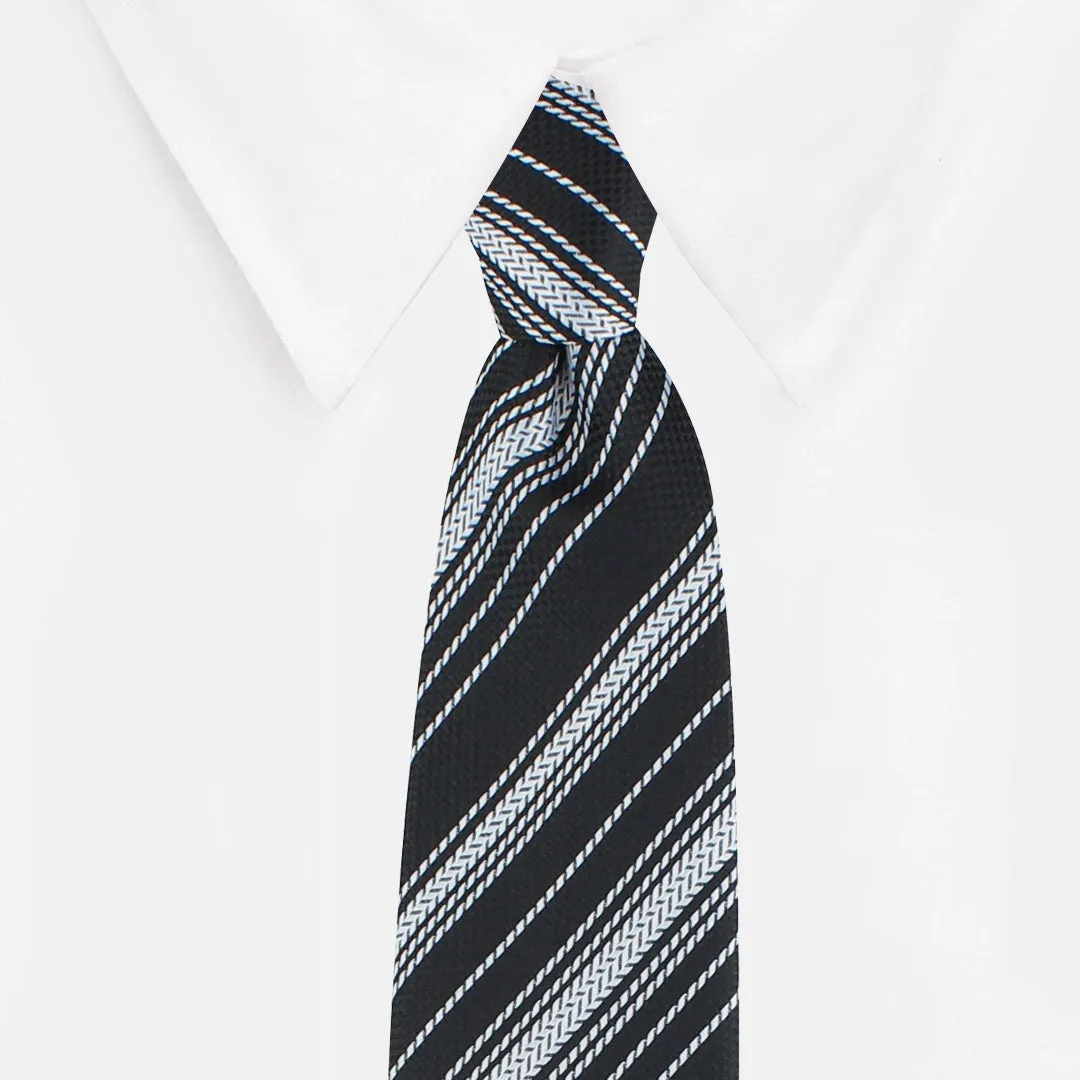 Kovove The Trend Setter Striped  Black Necktie For Men