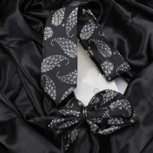 Kovove The Twining Paisley Black Necktie and Pocket Square Gift Box