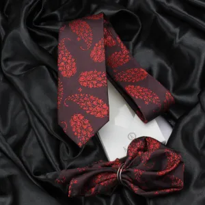 Kovove The Twining Paisley Maroon Necktie and Pocket Square Gift Box