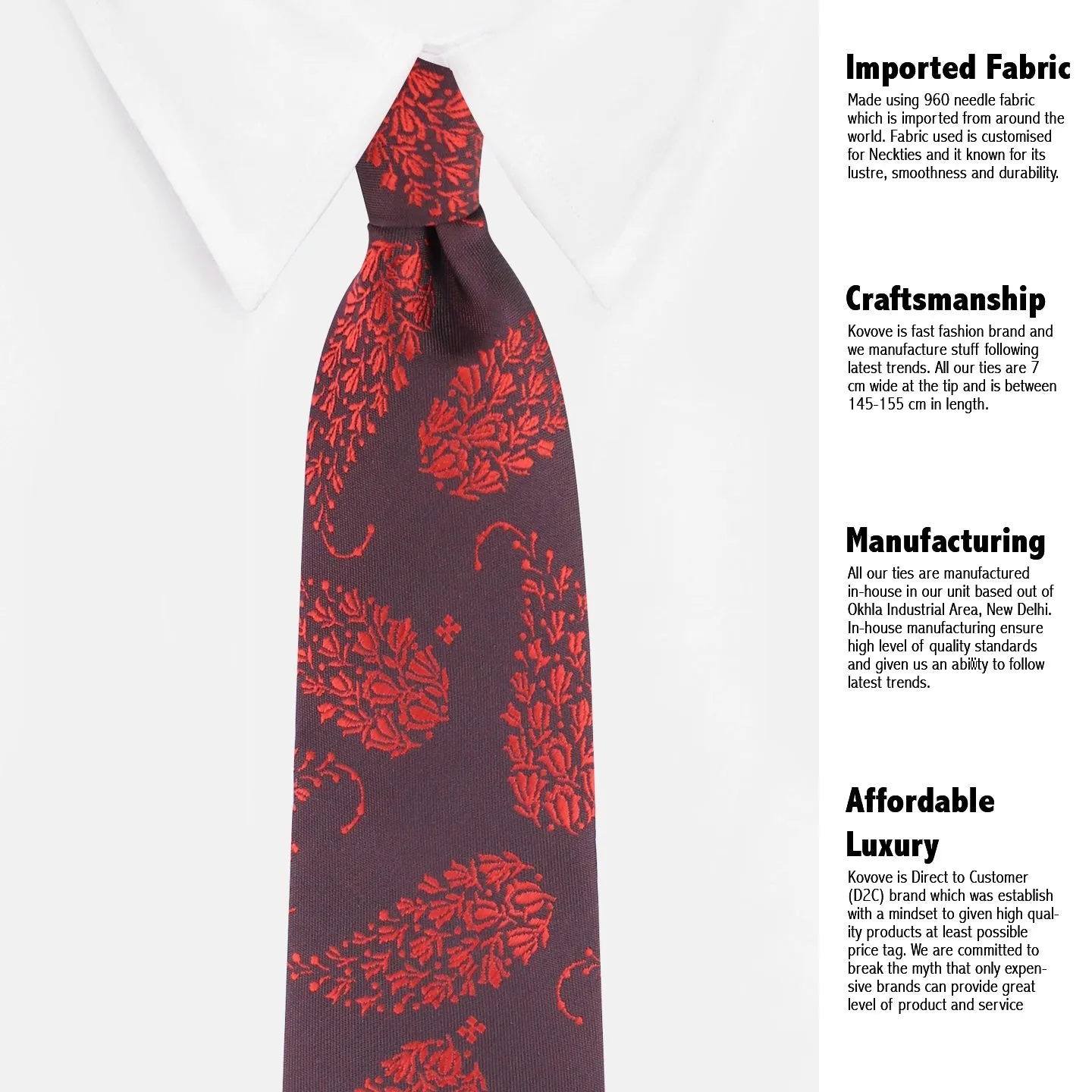 Kovove The Twining Paisley Maroon Necktie For Men