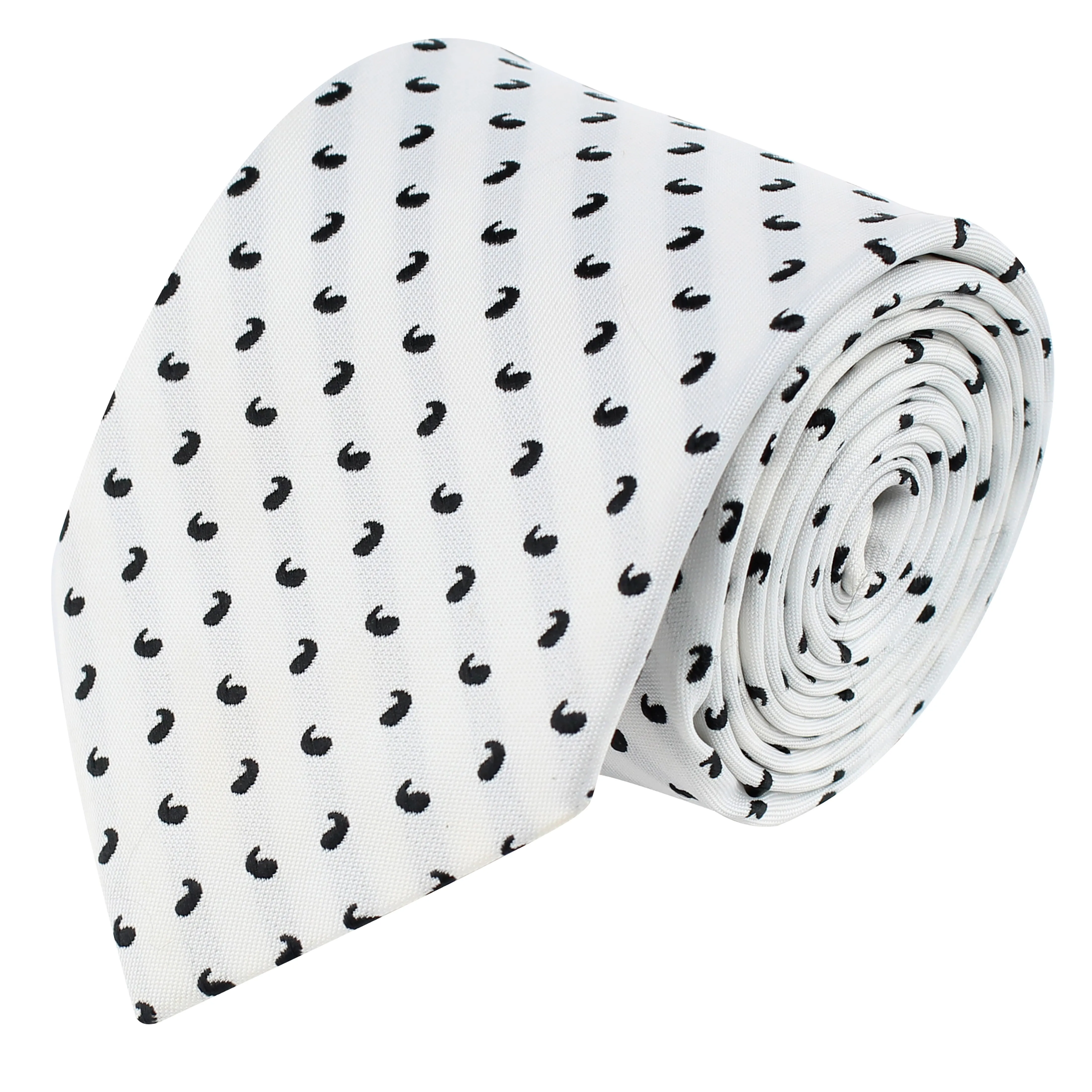 Kovove White Paisley Neck Tie For Men