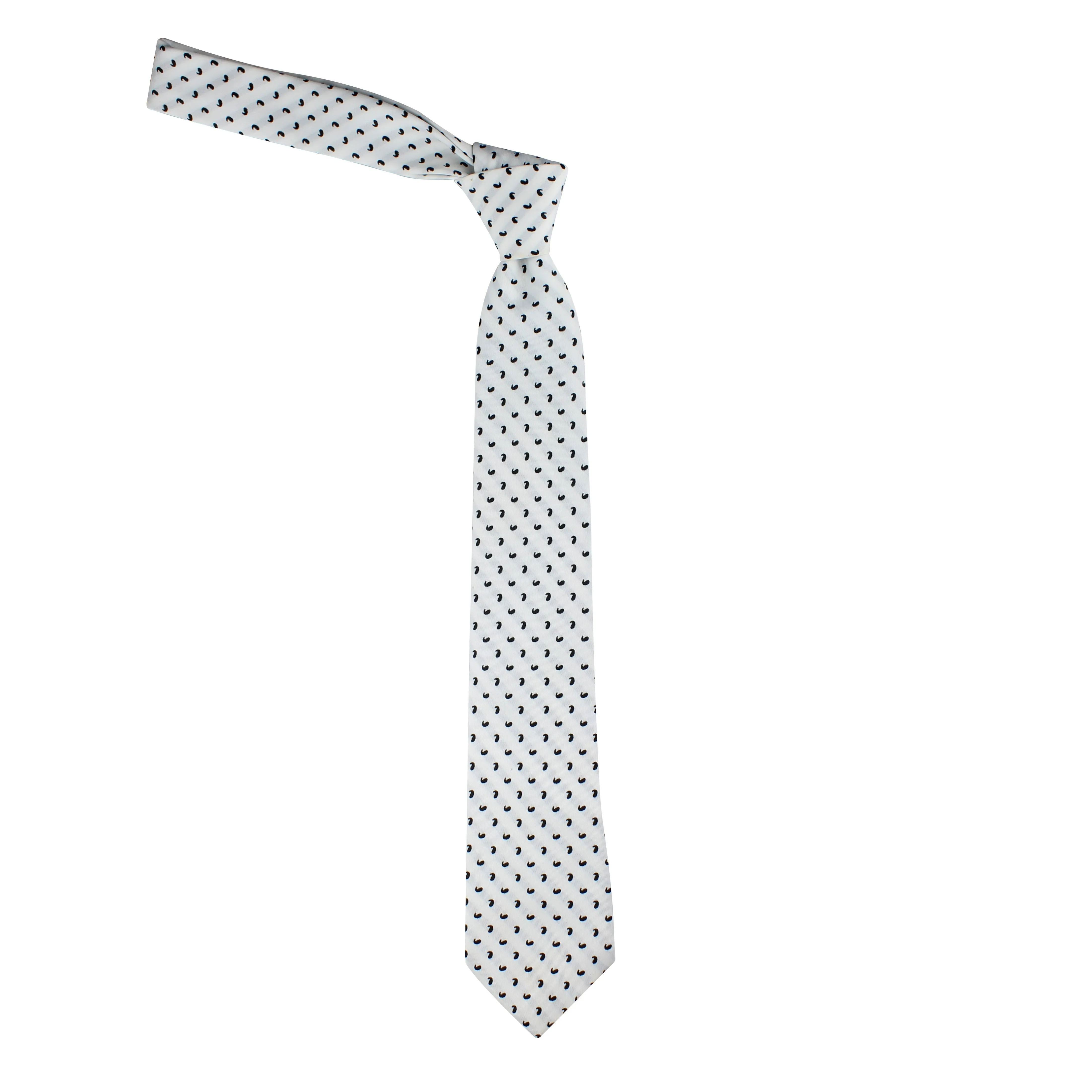 Kovove White Paisley Neck Tie For Men