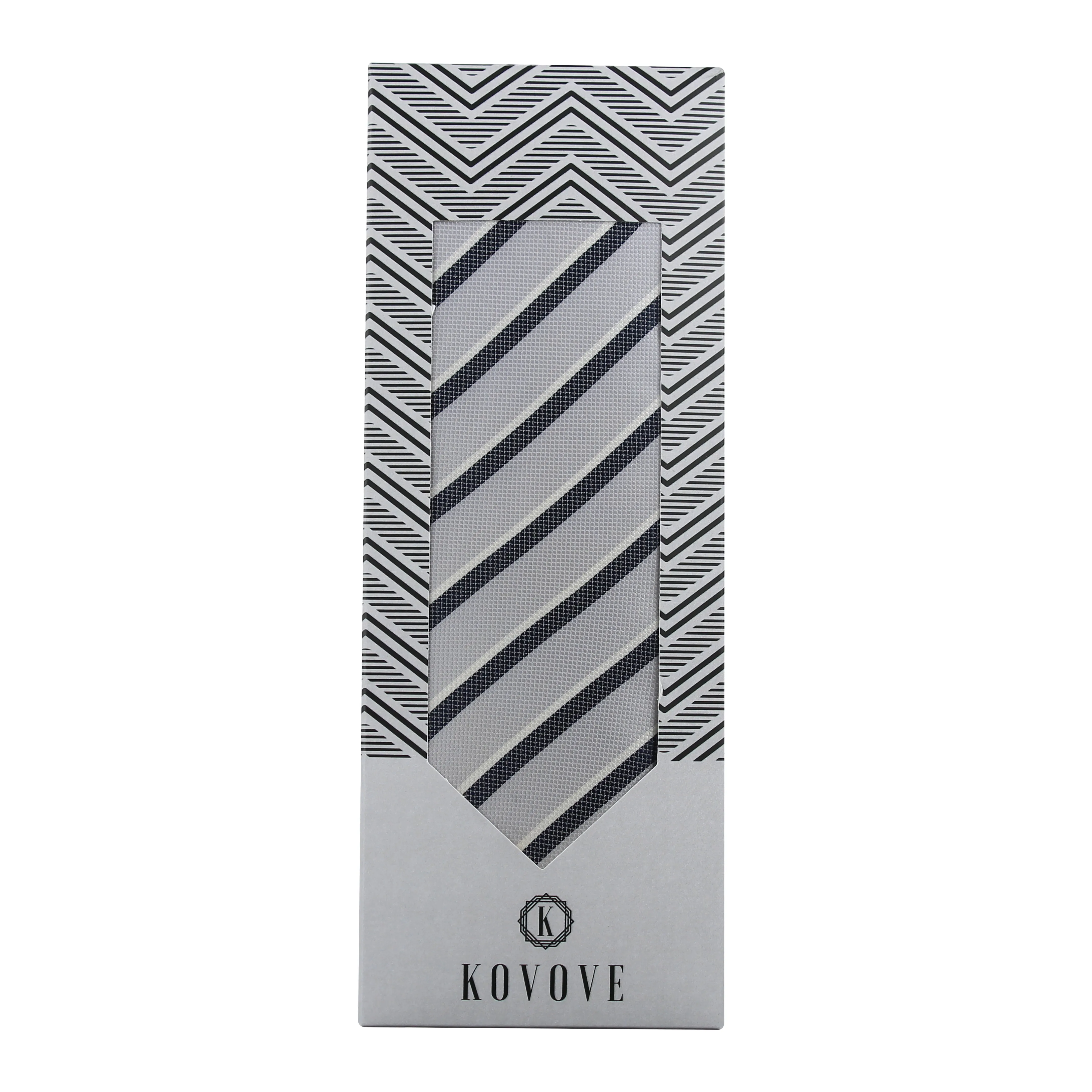 Kovove White Striped Neck Tie For Men