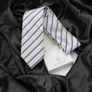 Kovove White Striped Neck Tie For Men