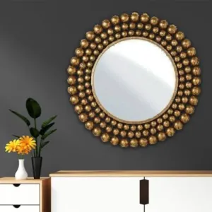 KRAFT VISION Iron Wall Mirror for Elegant Home Decoration - Rustic Metal Frame Mirror with Indian Artisan Craftsmanship - Perfect for Living Room, Bedroom, and Bathroom Décor (24X24) (Mirror_17)