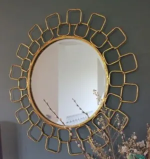 KRAFT VISION Iron Wall Mirror for Elegant Home Decoration - Rustic Metal Frame Mirror with Indian Artisan Craftsmanship - Perfect for Living Room, Bedroom, and Bathroom Décor (30X30) (Mirror_15)