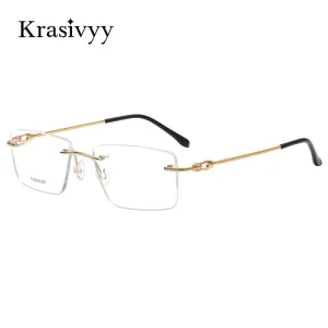 Krasivyy Men's Rimless Square Titanium  Eyeglasses Kr16061