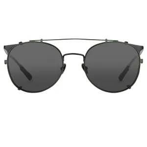 Kris Van Assche Sunglasses Round Shiny Black and Green KVA69C4SUN