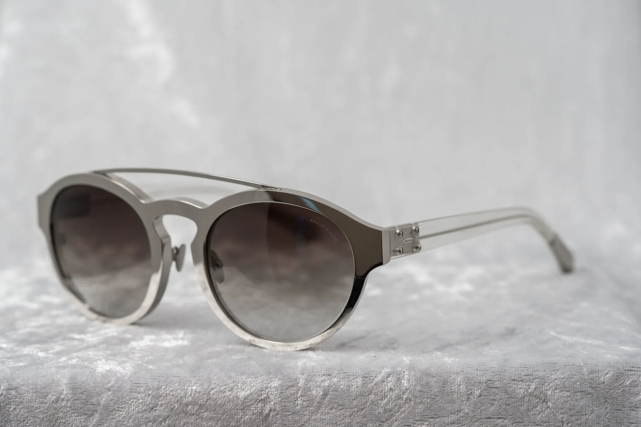 Kris Van Assche Sunglasses Round Shiny Silver and Grey