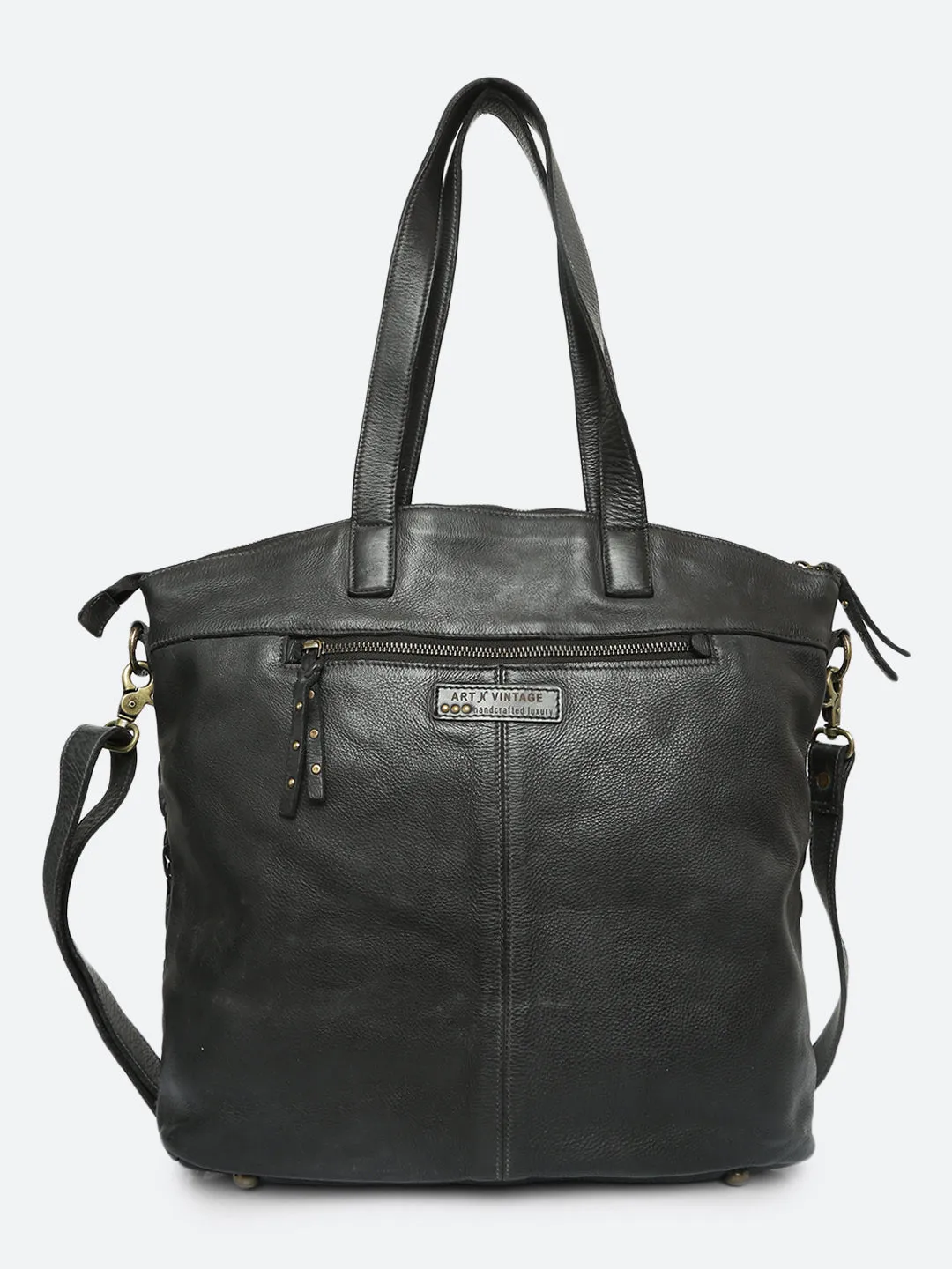 Krishi: Cognac Woven Tote Shopper Bag In Black Leather