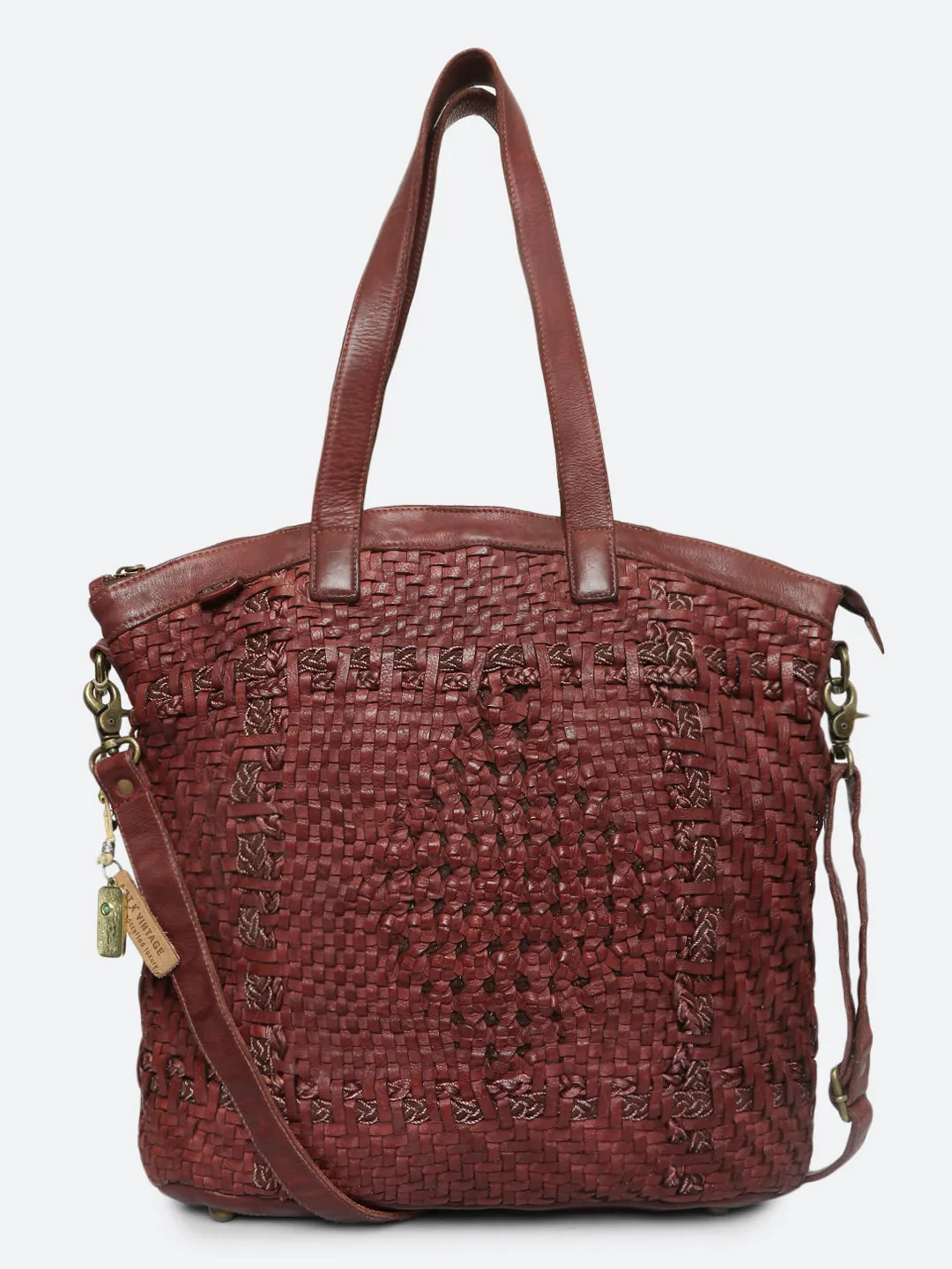 Krishi: Cognac Woven Tote Shopper Bag In Black Leather