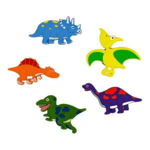 KRIWIN Pack of 5 pcs Dinosaur Theme Silicon Multi Color Fridge Magnets