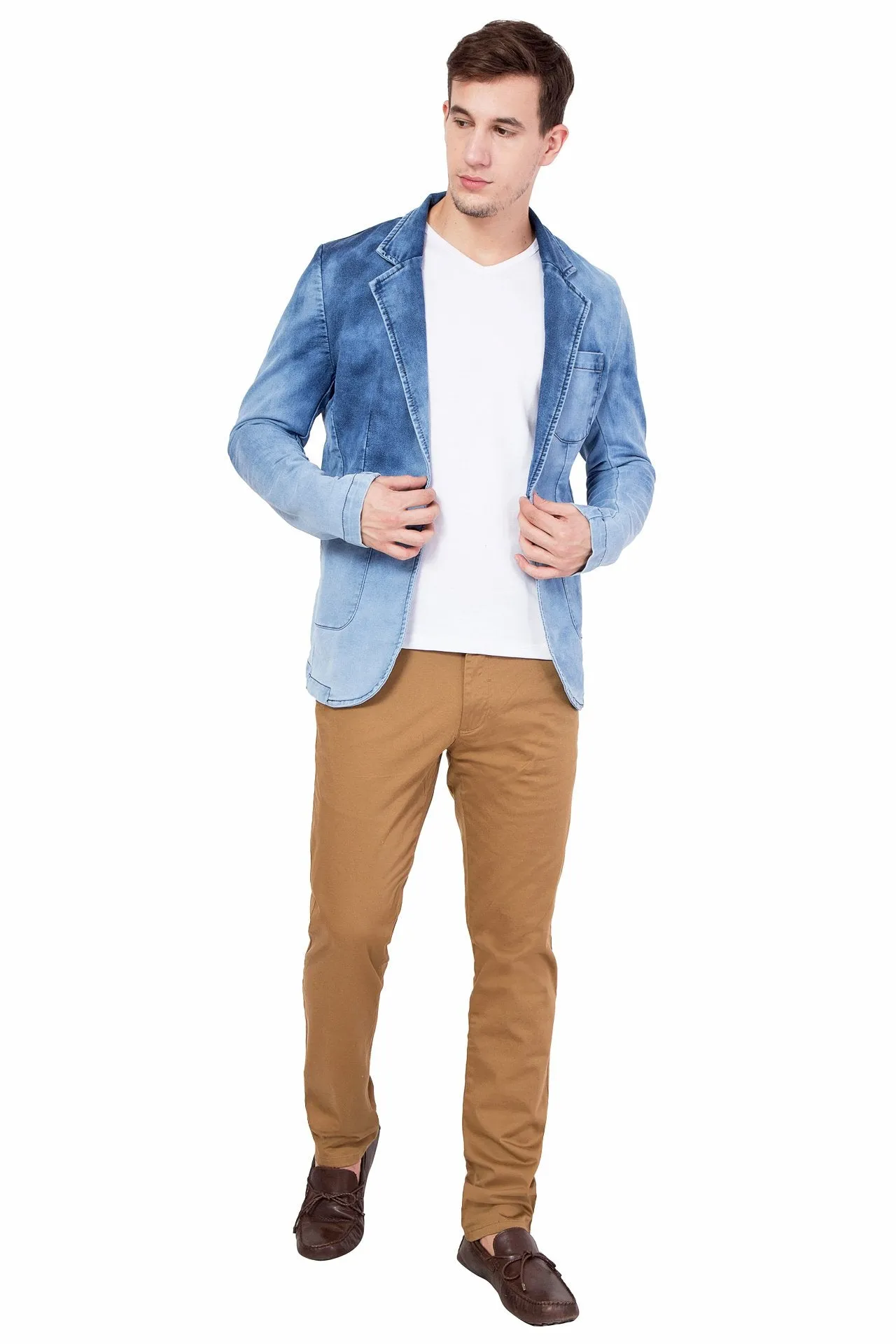 Krossstitch Men's Casual Party Slim Fitted Button Denim Blazers Jacket Suit