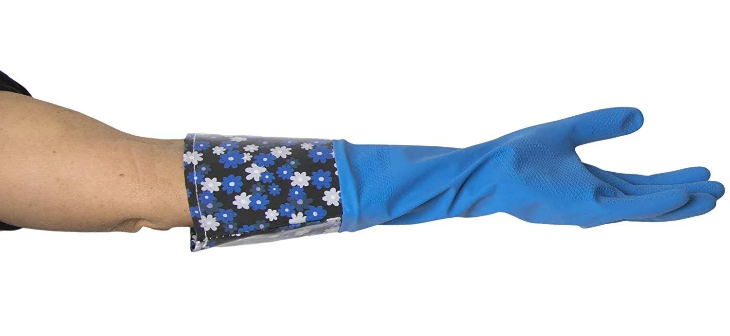 Krumbs Kitchen Rubber Gloves In Blue Flowers