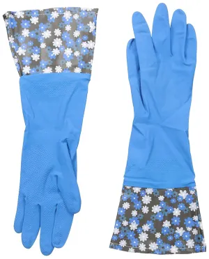 Krumbs Kitchen Rubber Gloves In Blue Flowers