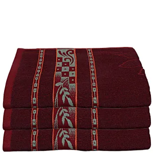 Kuber Industries 100% Cotton 3 Pieces Bath Towel 27" x54” (Maroon) -CTKTC8931, Standard