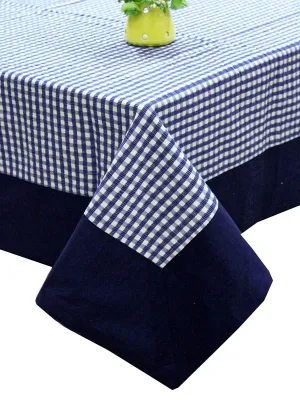 Kuber Industries 100% Cotton 4 Seater Centre Table Cover for Living Room | Teapoy Teepai Cover Cloth for Glass Table | Designer Study Table Cloth Aesthetic & Dastarkhwan for Dining Table (Blue)