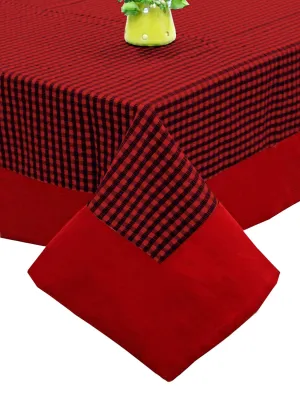 Kuber Industries 100% cotton Dining Table Cover 6 seater | Checkered Pattern Rectangular Large Dining Table Cloth for Living Room | Hall | Home | Restaurant (90 x 60 Inches Size) (Maroon)