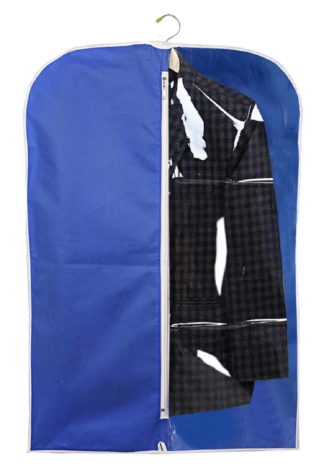 Kuber Industries 12 Pieces Half Transparent Non Woven Men's Coat Blazer Suit Cover (Royal Blue) -CTKTC41460