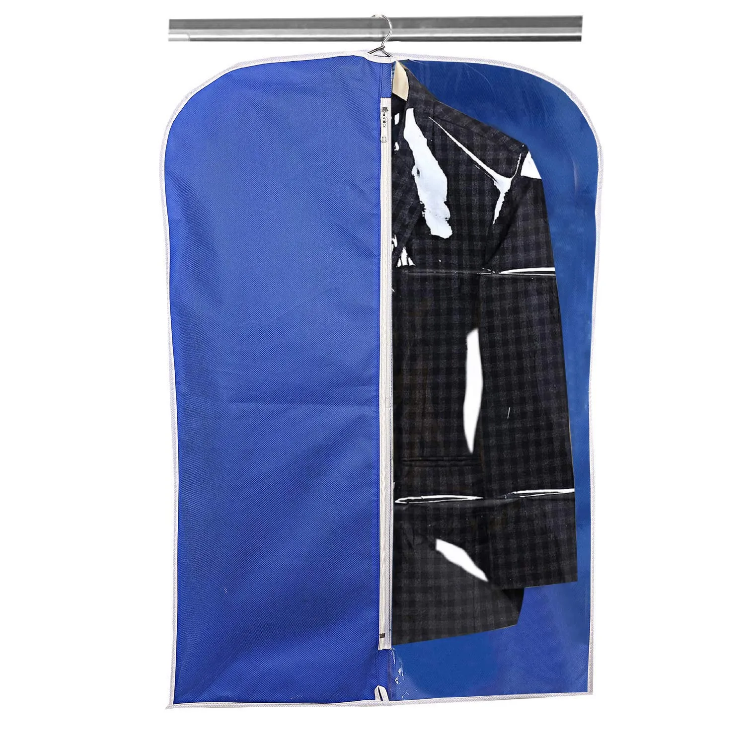 Kuber Industries 12 Pieces Half Transparent Non Woven Men's Coat Blazer Suit Cover (Royal Blue) -CTKTC41460