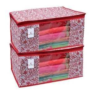 Kuber Industries 2 Piece Non Woven Saree Cover Set, Red,Large Size -CTKTC6391