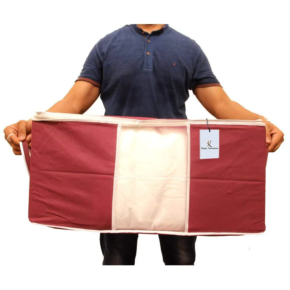 Kuber Industries 2 Piece Non Woven Underbed Storage Organiser Set, Extra Large, Maroon and Royal Blue (CTSN077)