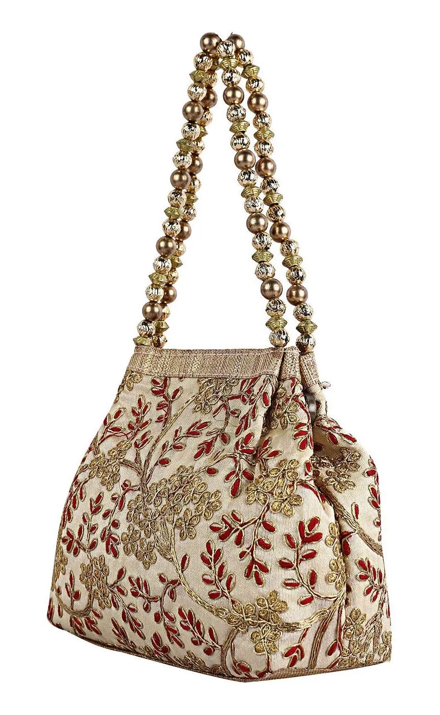 Kuber Industries 2 Pieces Polyester Embroidered Woman Potli Bag, Pink & Cream - CTKTC031402