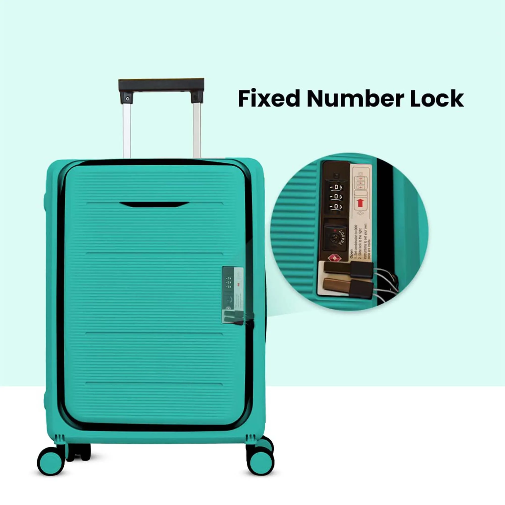 Kuber Industries 20inch Lightweight Collapsible Cabin Trolley Bags with 360 Degree Wheels | Expandable Carry-On Cabin Luggage Suitcase | Lock Foldable Bag for Travel | USHA20M-Light Mint