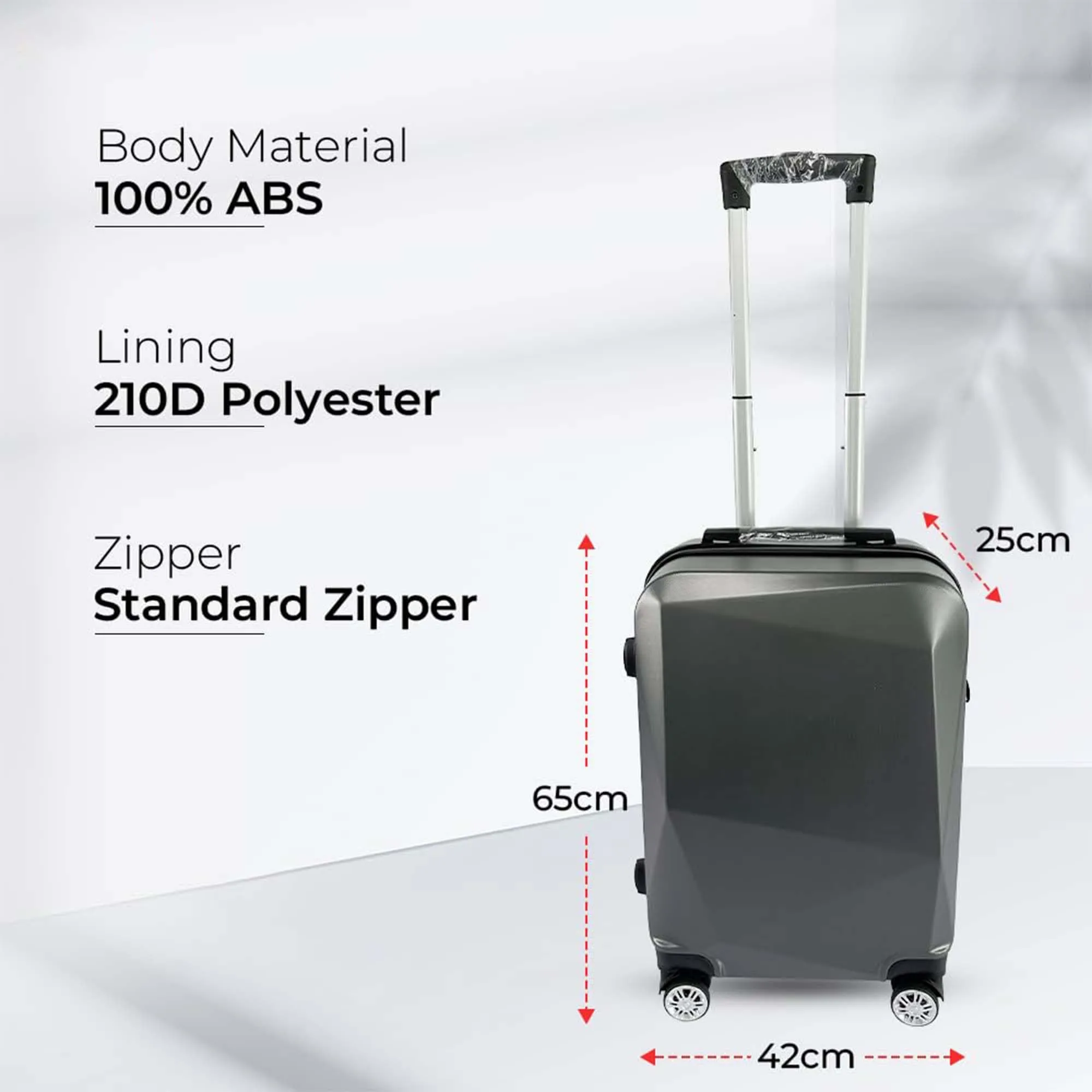 Kuber Industries 24inch Strong & Lightweight Cabin Trolley Bags with 360 Degree Rotating Wheels | Expandable Carry-On Cabin Luggage Suitcase | Bags for Travelling | Grey