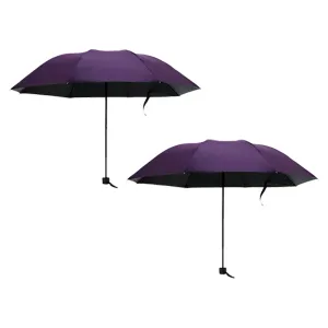 Kuber Industries 3 Fold Manual Umbrella|Windproof, Sunproof & Rainproof|With Polyester Canopy, Sturdy Steel Shaft & Wrist Straps|Easy to Hold & Carry|Umbrella for Women, Men & Kids |Purple (Pack Of 2)