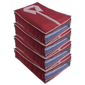 Kuber Industries 3 Layered Quilted 4 Piece Cotton Shirt Cover, Maroon