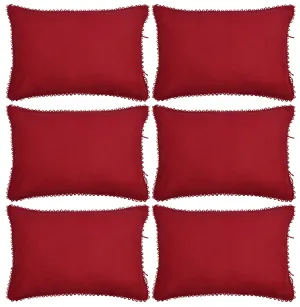 Kuber Industries 6 Piece Cotton Pillow Cover Set-17"x24" (Maroon) Luxury Pillow Covers-KUBMART03395