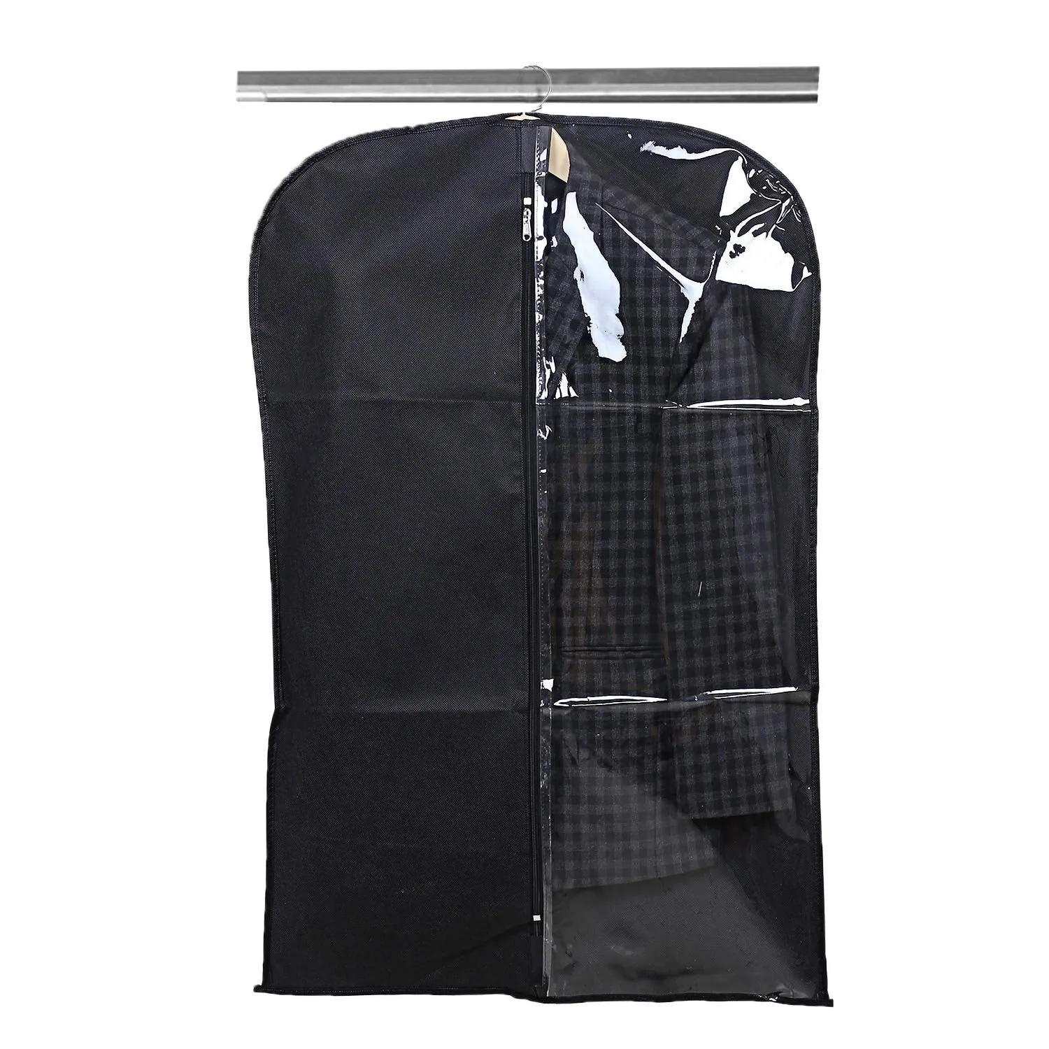 Kuber Industries 8 Pieces Half Transparent Non Woven Men's Coat Blazer Suit Cover (Black & Brown) -CTKTC41583