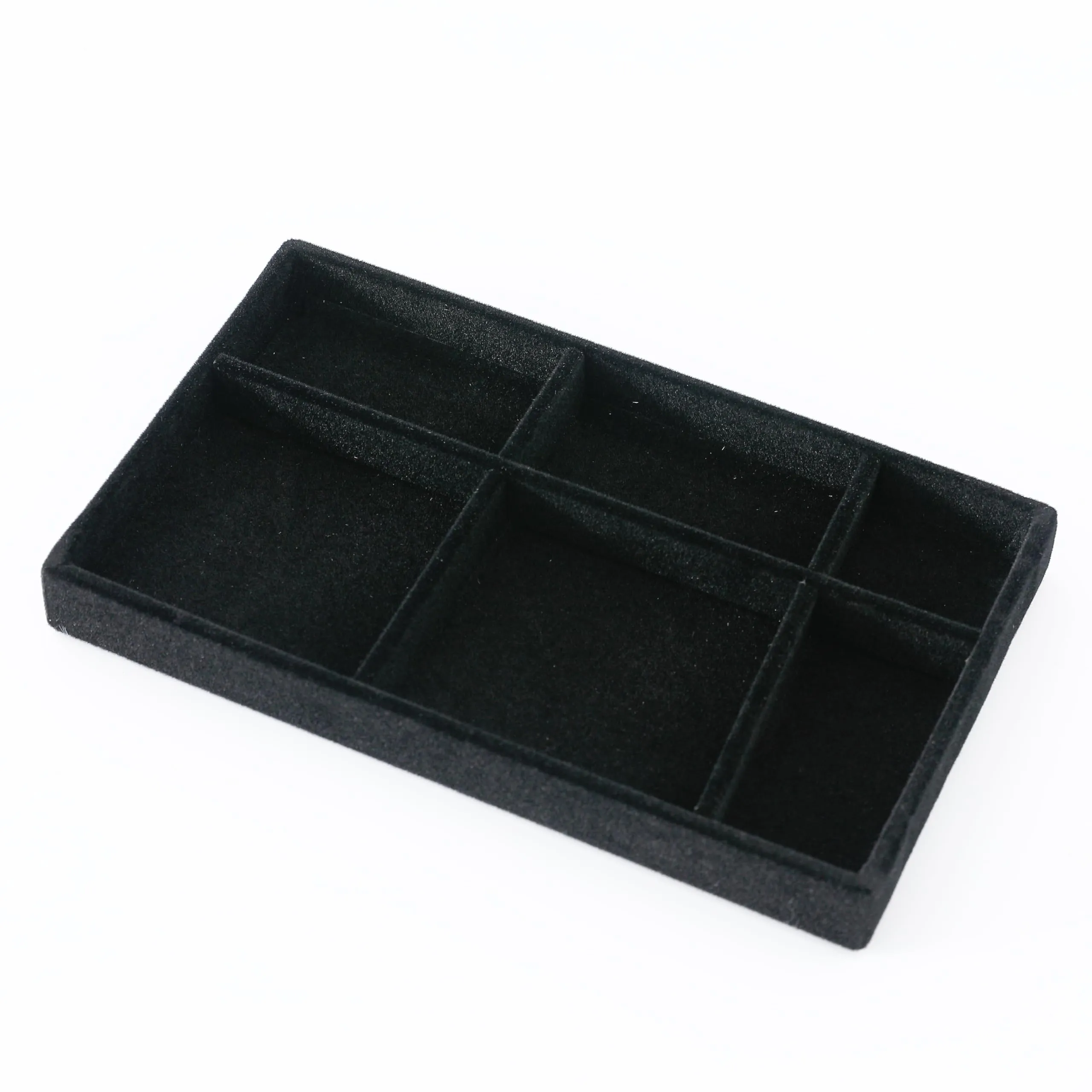 Kuber Industries 8 Pieces Velvet Jewelry Trays Organizer | Jewelry Storage Box | Jewelry Organizer | Showcase Holder Dresser Organizer for Earring Necklace Bracelet Ring | Pack of 2 |YBL4-03 | Black