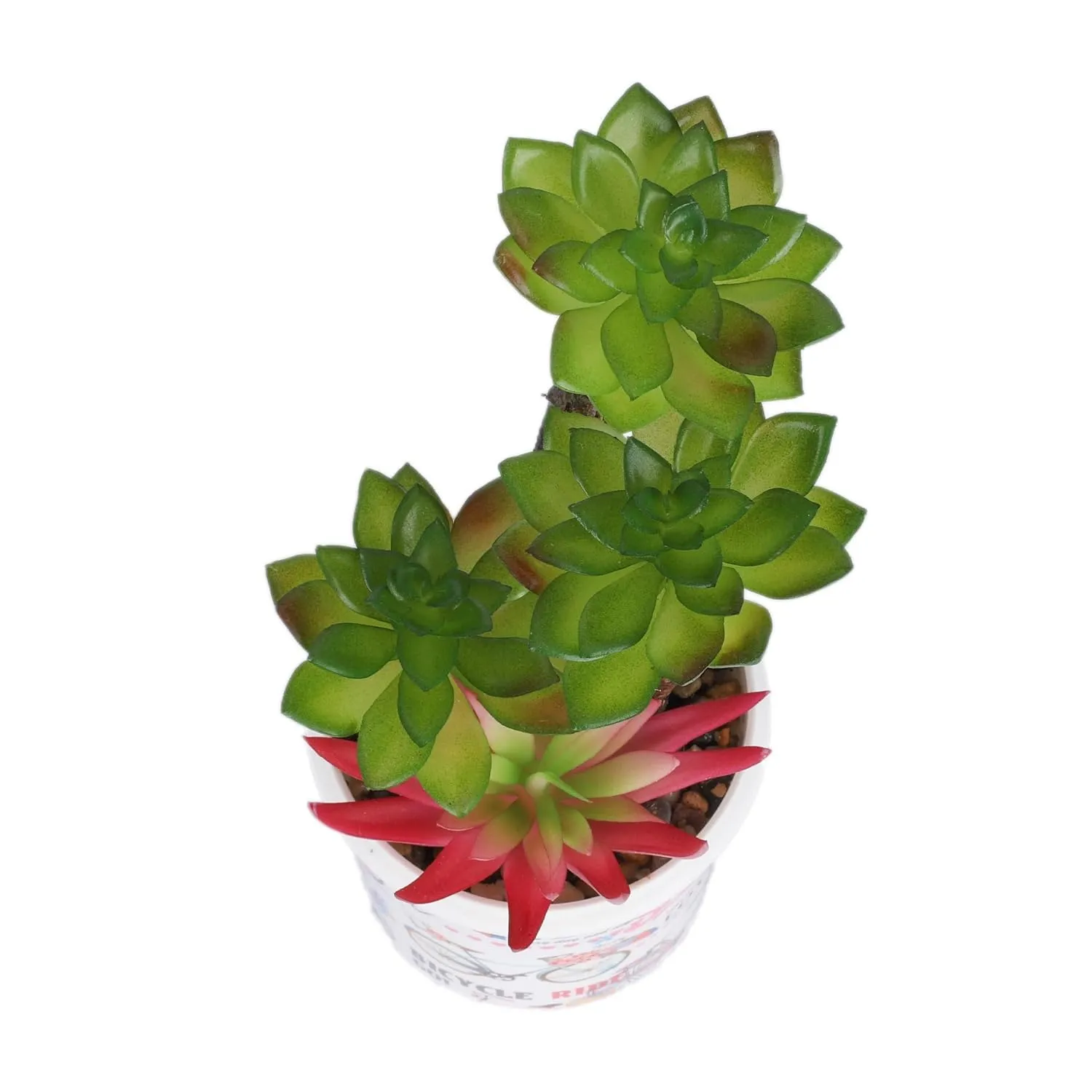 Kuber Industries Artificial Plants for Home D?cor|Natural Looking Indoor Fake Plants with Pot|Artificial Flowers for Decoration-Pack of 2 (Pink & Green)