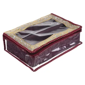 Kuber Industries Bangle Box | Hard Board Polka Dot Design | 2 Roll Removable Chudi box | Bangles Storage Organiser | Watches Organizer with Top Window | Maroon