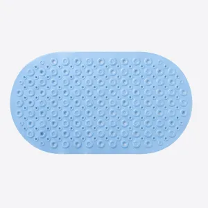 Kuber Industries Bath Mat | PVC Bathroom Mat | Shower Bath Mat | Floor Tub Mat | Bathroom Oval Mud Mat | Anti-Skid Shower Bathroom Mat | Q-02B | Light Blue