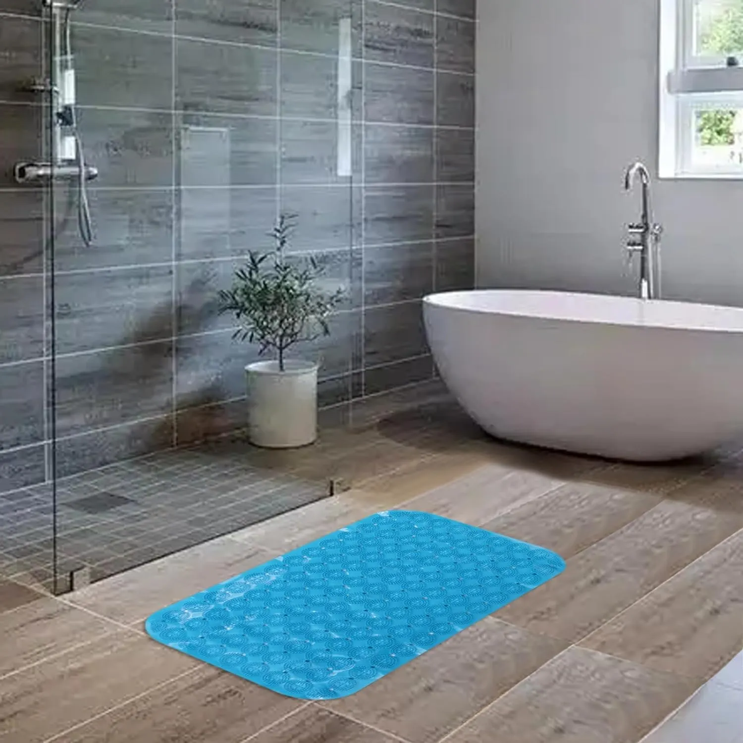 Kuber Industries Bath Mat | PVC Bathroom Mat | Shower Bath Mat | Floor Tub Mat | Foot Massager Mat | Anti-Skid Shower Bathroom Mat | B-02A |Pack of 5| Dark Blue