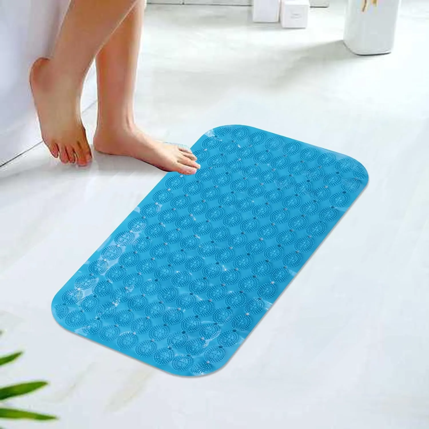 Kuber Industries Bath Mat | PVC Bathroom Mat | Shower Bath Mat | Floor Tub Mat | Foot Massager Mat | Anti-Skid Shower Bathroom Mat | B-02A |Pack of 5| Dark Blue