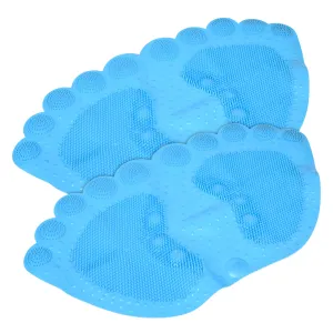 Kuber Industries Bath Mat | PVC Bathroom Mat | Shower Bath Mat | Foot Shape Bath Tub Mat | Foot Massager Mat | Anti-Skid Floor Mat | Shower Mat | Pack of 2 | Blue