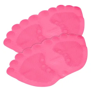 Kuber Industries Bath Mat | PVC Bathroom Mat | Shower Bath Mat | Foot Shape Bath Tub Mat | Foot Massager Mat | Anti-Skid Floor Mat | Shower Mat | Pack of 2 | Pink