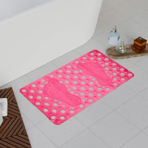 Kuber Industries Bath Mat | PVC Bathroom Mat | Shower Bath Mat | Hole Bath Tub Mat | Foot Massager Mat | Anti-Skid Shower Mat with Drain Holes | Pink