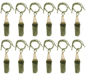 Kuber Industries Beads Beautiful Design Polyester 12 Pieces Curtain Tie Back Tassel Set (Green) CTKTC33571