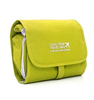 Kuber Industries Canvas Folding Hanging Cosmetic Makeup Travel Toiletry Bag Organizer kit with Detachable Pockets (Green) -CTKTC039005