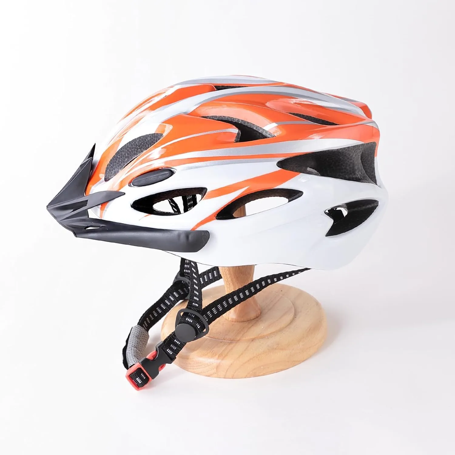 Kuber Industries Cycling Helmet with Detachable Visor|Helmet for Mountain, Road Bike & Skating|Breathable & Adjustable Bicycle Helmet|Ideal for Adults and Kids-Pack of 4 (Orange & White)