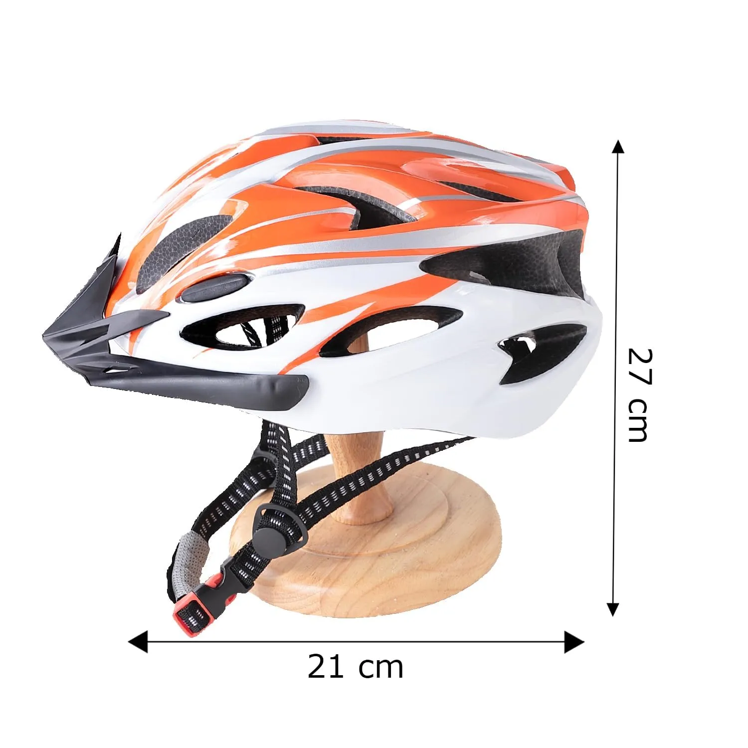 Kuber Industries Cycling Helmet with Detachable Visor|Helmet for Mountain, Road Bike & Skating|Breathable & Adjustable Bicycle Helmet|Ideal for Adults and Kids-Pack of 4 (Orange & White)