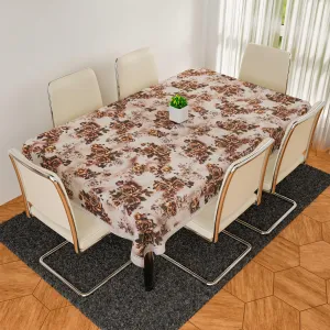 Kuber Industries Dining Table Cover | Digital Flower Print Dining Table Cover | Jute Fabric with Cotton Lace Table Cover | Table Cover for Home Décor | 60x90 | Brown