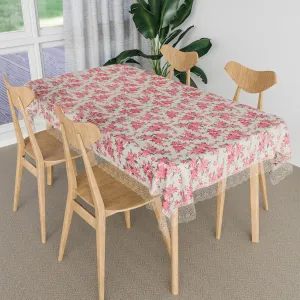 Kuber Industries Dining Table Cover | Kitchen Dining Tablecloth | 4 Seater Center Table Cover | Dining Table Cover for Hall Décor | Barik Flower Kitchen Tablecloth | 45x70 | Pink