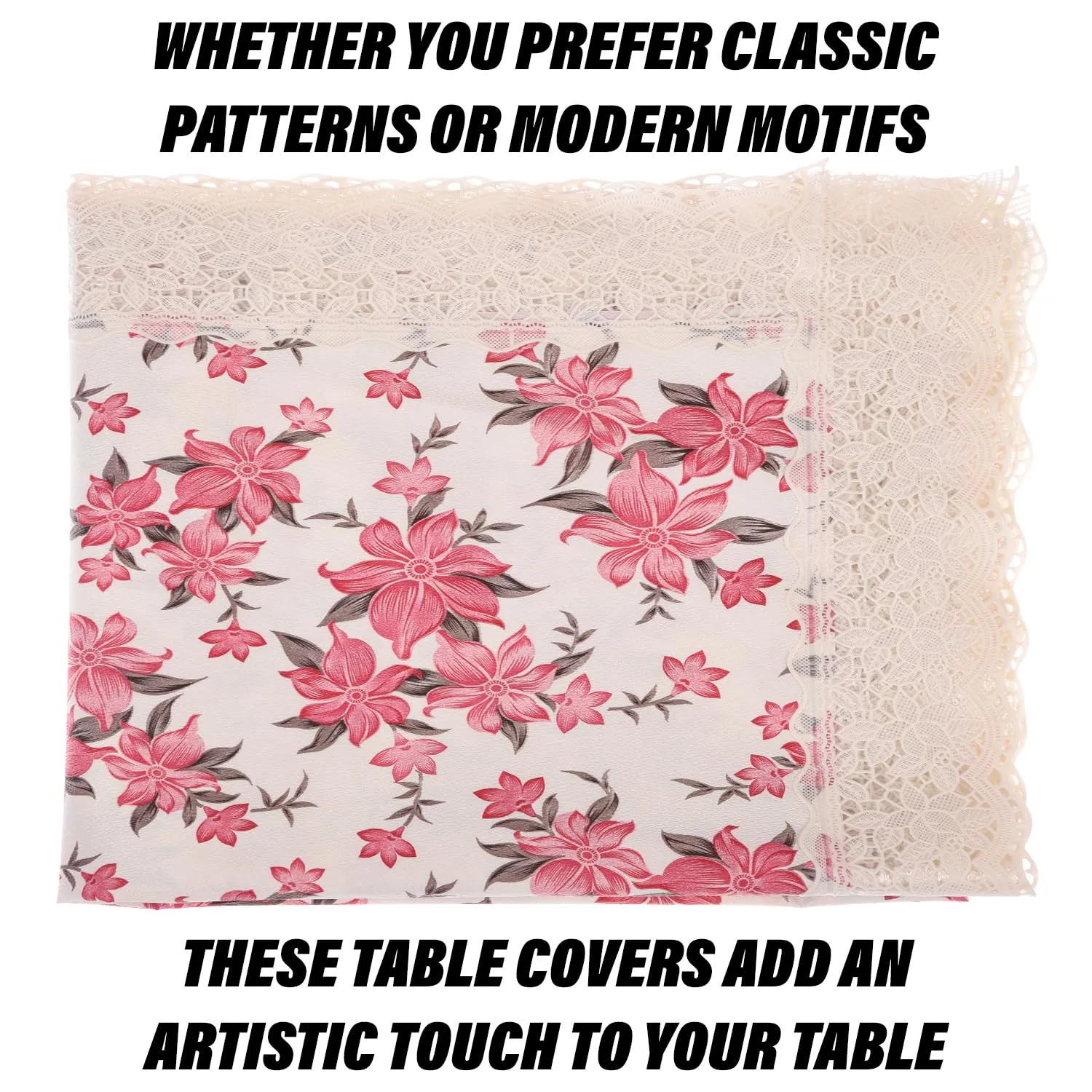 Kuber Industries Dining Table Cover | Kitchen Dining Tablecloth | 8 Seater Dining Table Cover | Dining Table Cover for Hall Décor | Barik Flower Kitchen Tablecloth | 60x108 | Pink